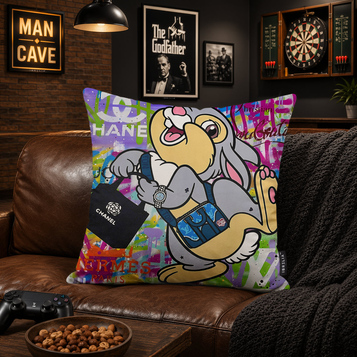 Thumper Luxury Shopping Pop Art Cushion | Premium Velvet Suede | Double-Sided Print