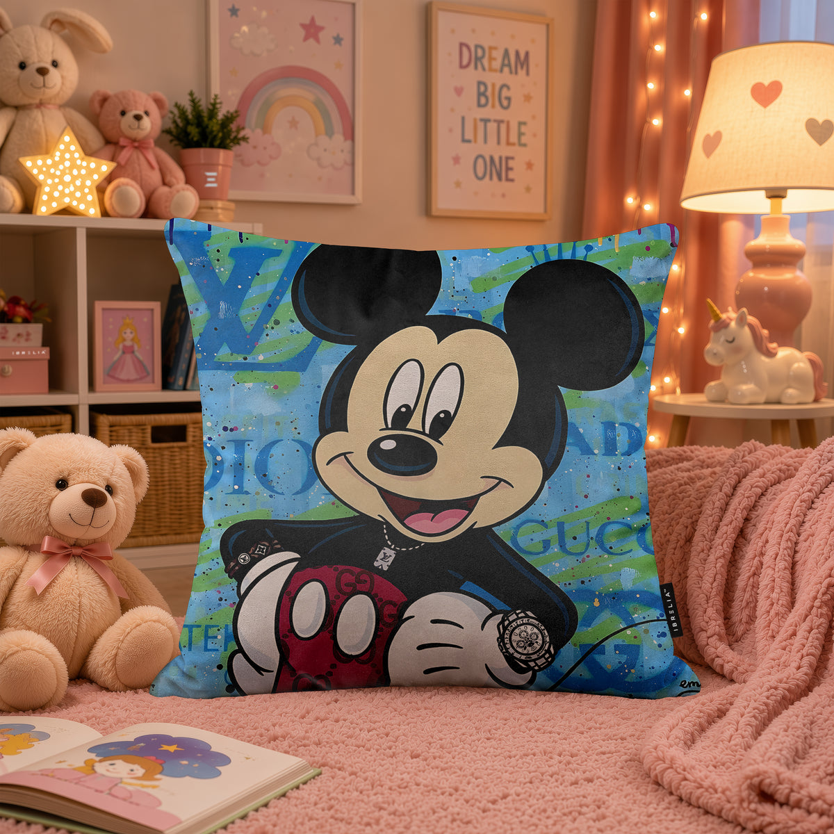 Mickey Mouse Luxury Streetwear Pop Art Cushion | Premium Velvet Suede | Double-Sided Print