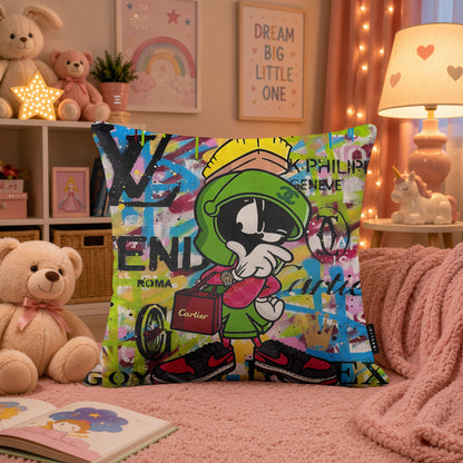 Marvin the Martian Luxury Streetwear Pop Art Cushion | Premium Velvet Suede | Double-Sided Print