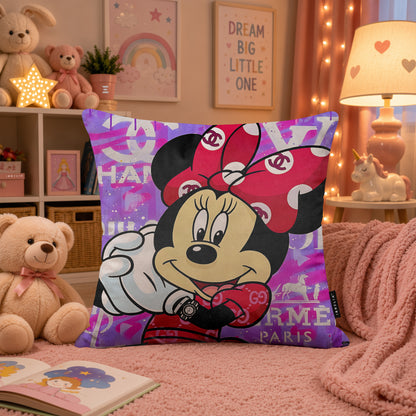 Minnie Mouse Luxury Fashion Pop Art Cushion | Premium Velvet Suede | Double-Sided Print