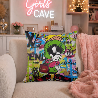 Marvin the Martian Luxury Streetwear Pop Art Cushion | Premium Velvet Suede | Double-Sided Print