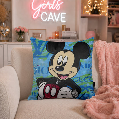 Mickey Mouse Luxury Streetwear Pop Art Cushion | Premium Velvet Suede | Double-Sided Print