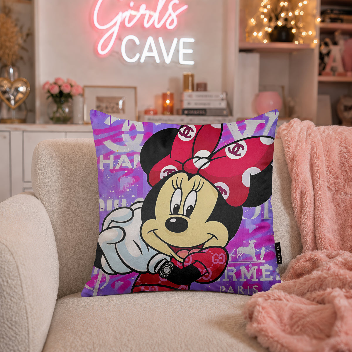 Minnie Mouse Luxury Fashion Pop Art Cushion | Premium Velvet Suede | Double-Sided Print