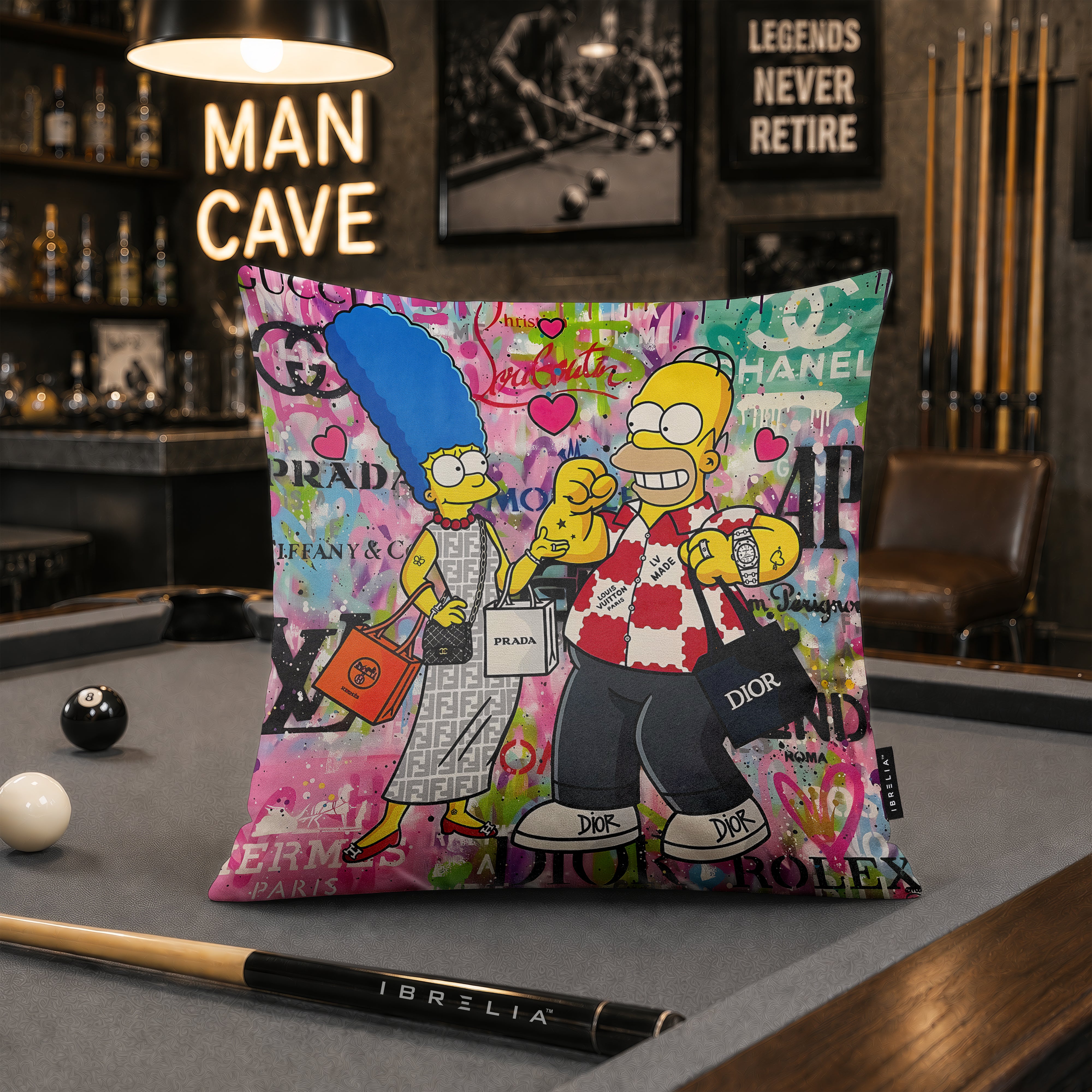 Homer & Marge Simpson Luxury Love Pop Art Cushion | Premium Velvet Suede | Double-Sided Print