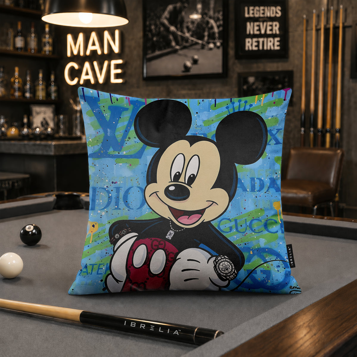 Mickey Mouse Luxury Streetwear Pop Art Cushion | Premium Velvet Suede | Double-Sided Print