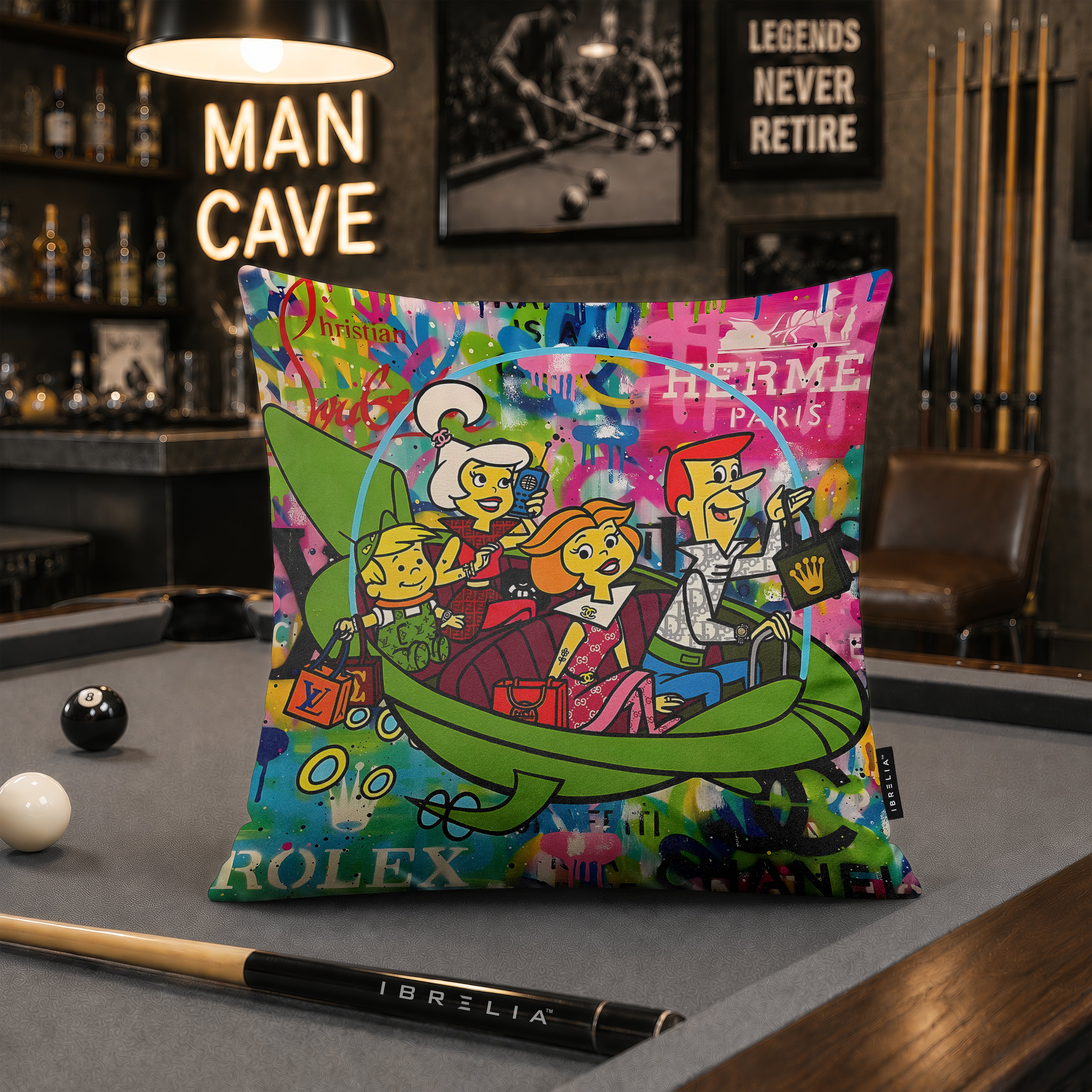 The Jetsons Luxury Family Pop Art Cushion | Premium Velvet Suede | Double-Sided Print