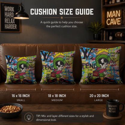 Marvin the Martian Luxury Streetwear Pop Art Cushion | Premium Velvet Suede | Double-Sided Print