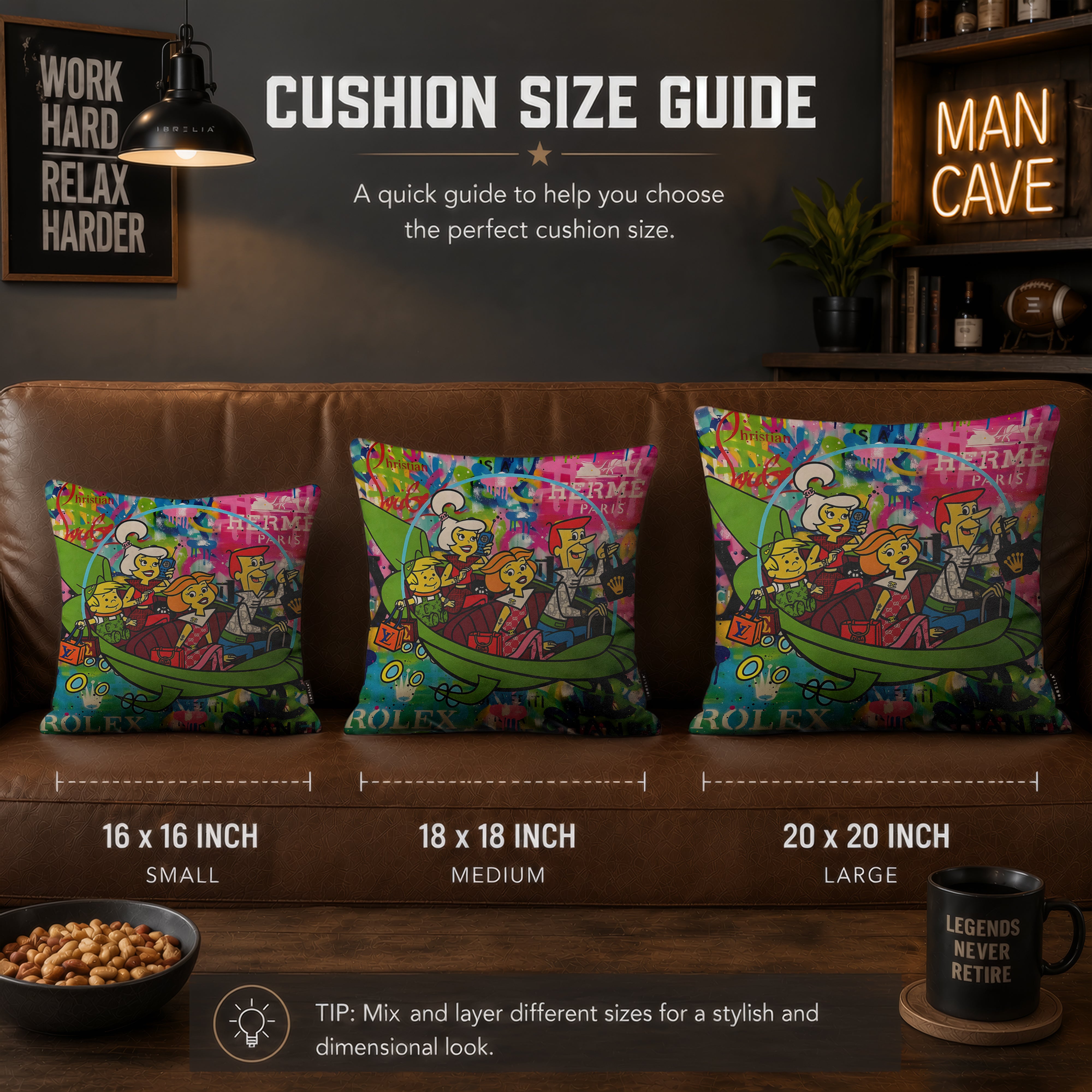 The Jetsons Luxury Family Pop Art Cushion | Premium Velvet Suede | Double-Sided Print