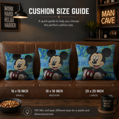 Mickey Mouse Luxury Streetwear Pop Art Cushion | Premium Velvet Suede | Double-Sided Print