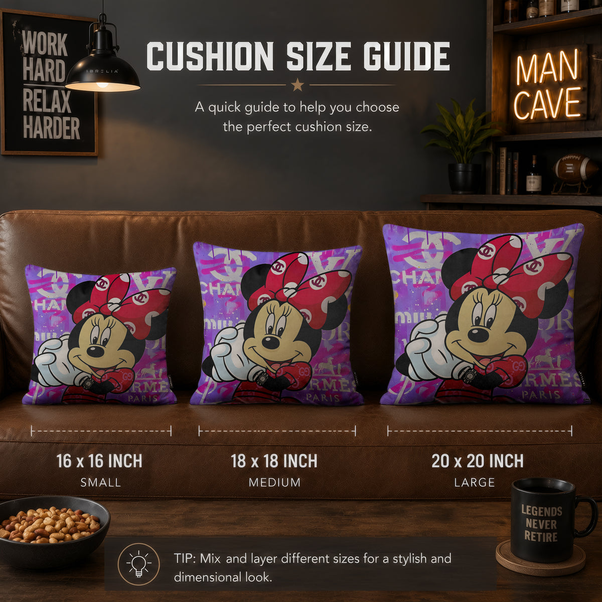 Minnie Mouse Luxury Fashion Pop Art Cushion | Premium Velvet Suede | Double-Sided Print