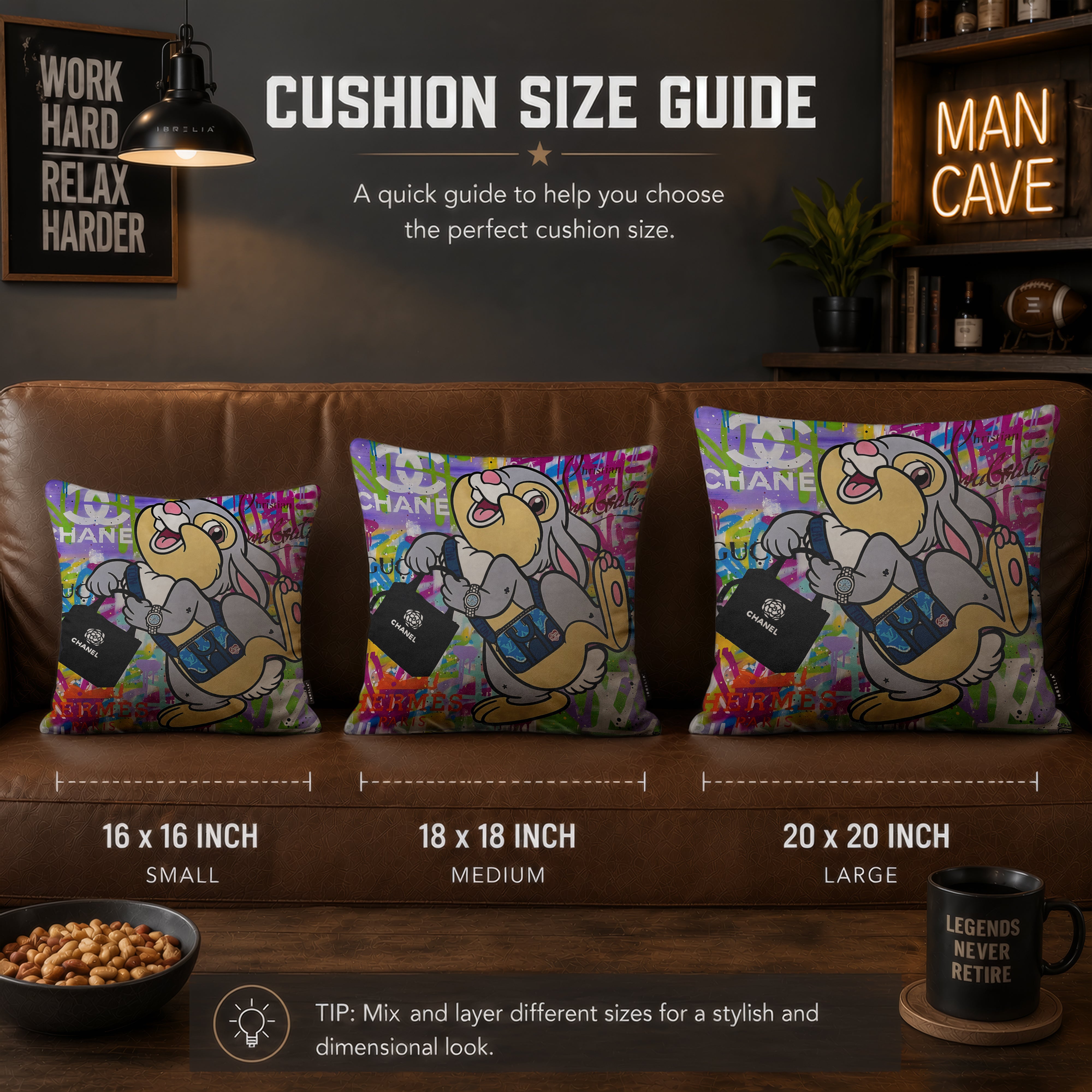 Thumper Luxury Shopping Pop Art Cushion | Premium Velvet Suede | Double-Sided Print