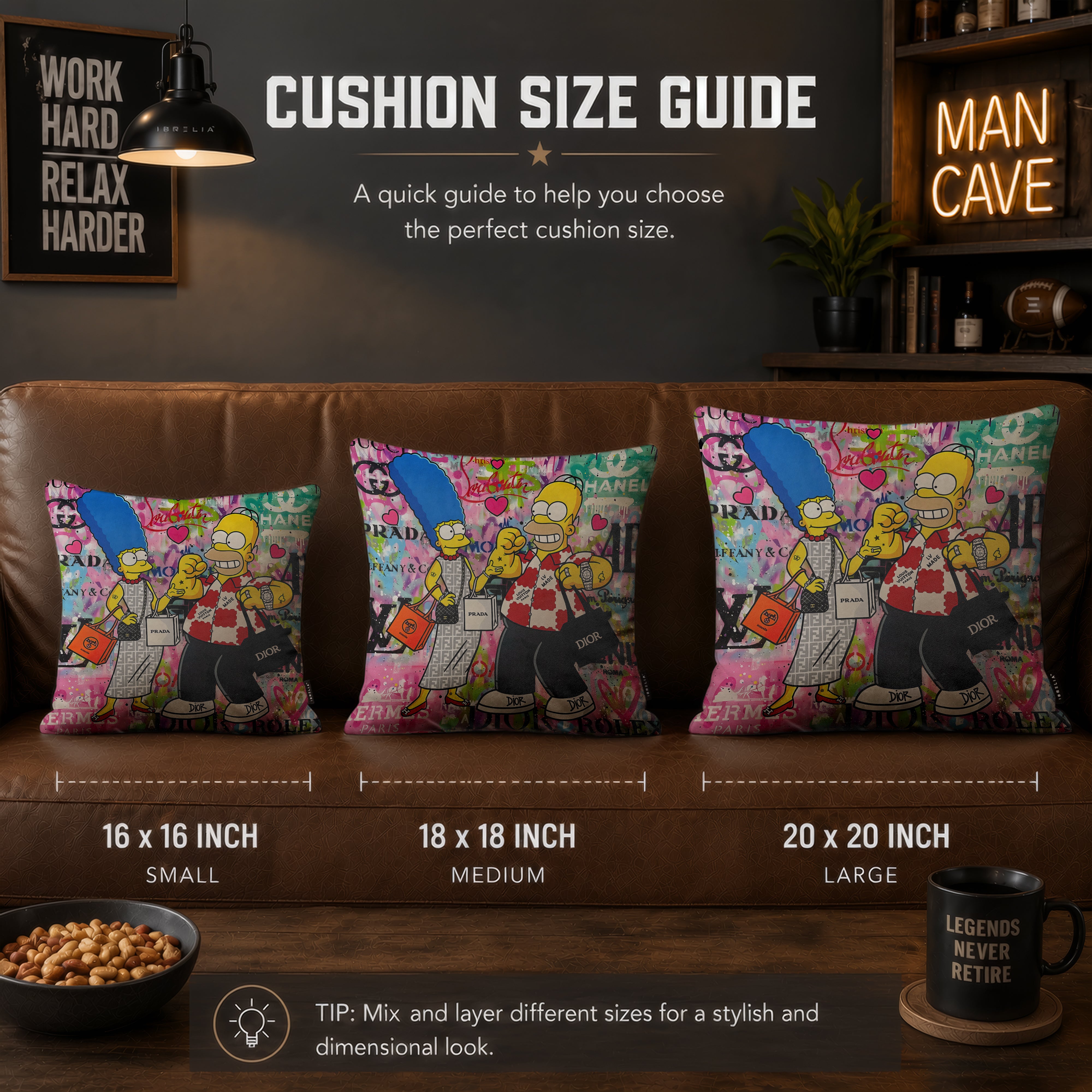 Homer & Marge Simpson Luxury Love Pop Art Cushion | Premium Velvet Suede | Double-Sided Print