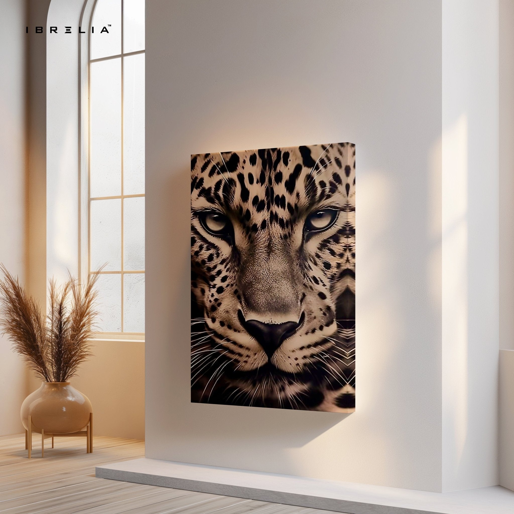 Golden Leopard Close - Up Wall Frame | 4K Ultra Wrap Frame Wall Art in Pakistan | IBRELIA™ - IBRELIA