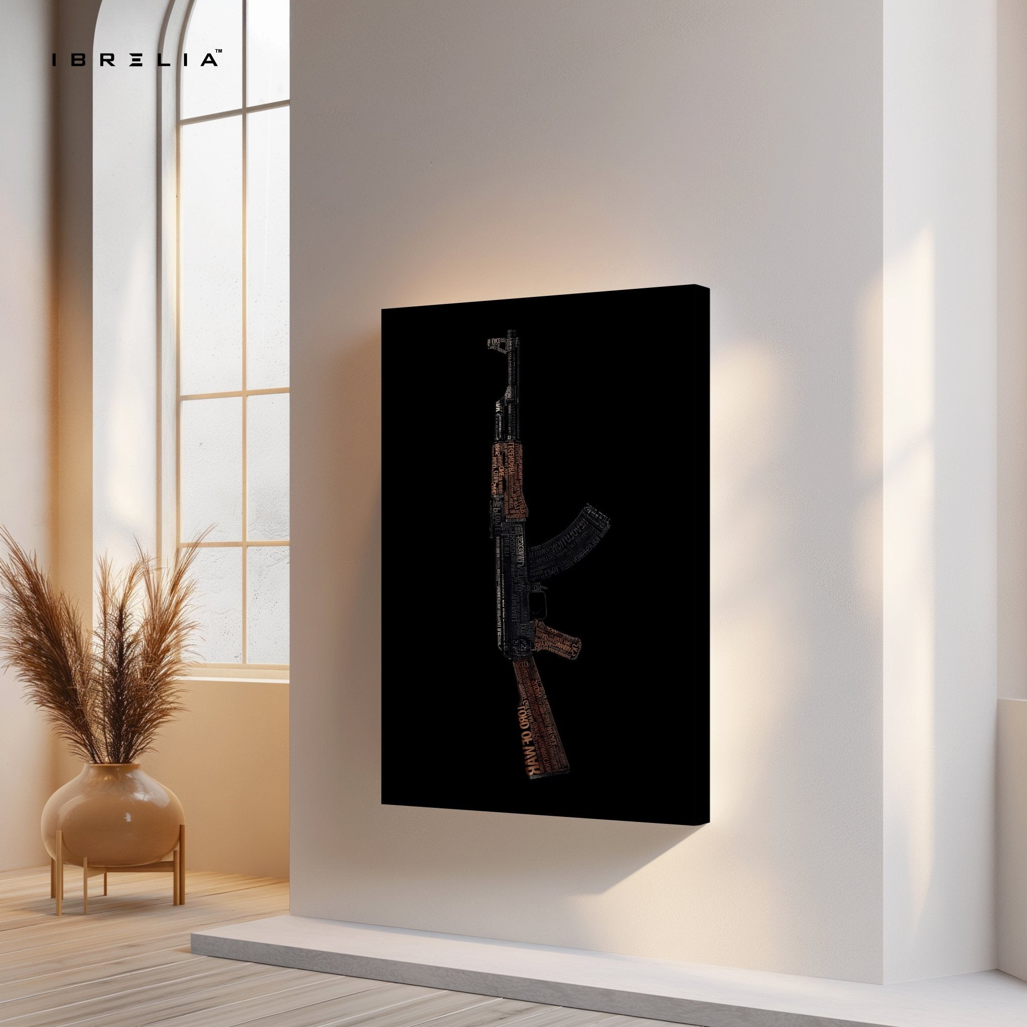 John Wick Typographic AK - 47 4K Ultra Wrap Frame Wall Art in Pakistan | IBRELIA™ - IBRELIA