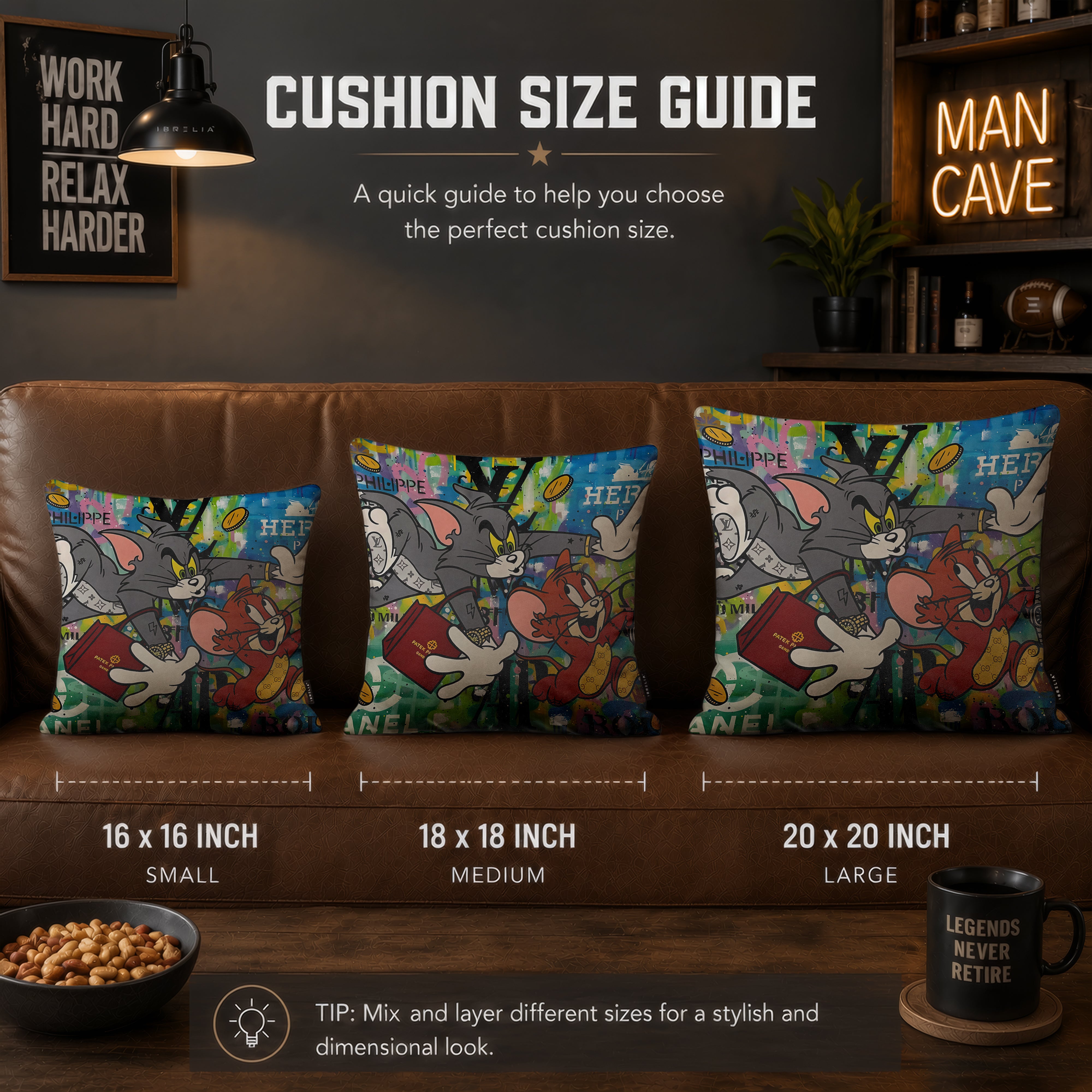 Tom & Jerry Luxury Money Pop Art Cushion | Premium Velvet Suede | Double-Sided Print