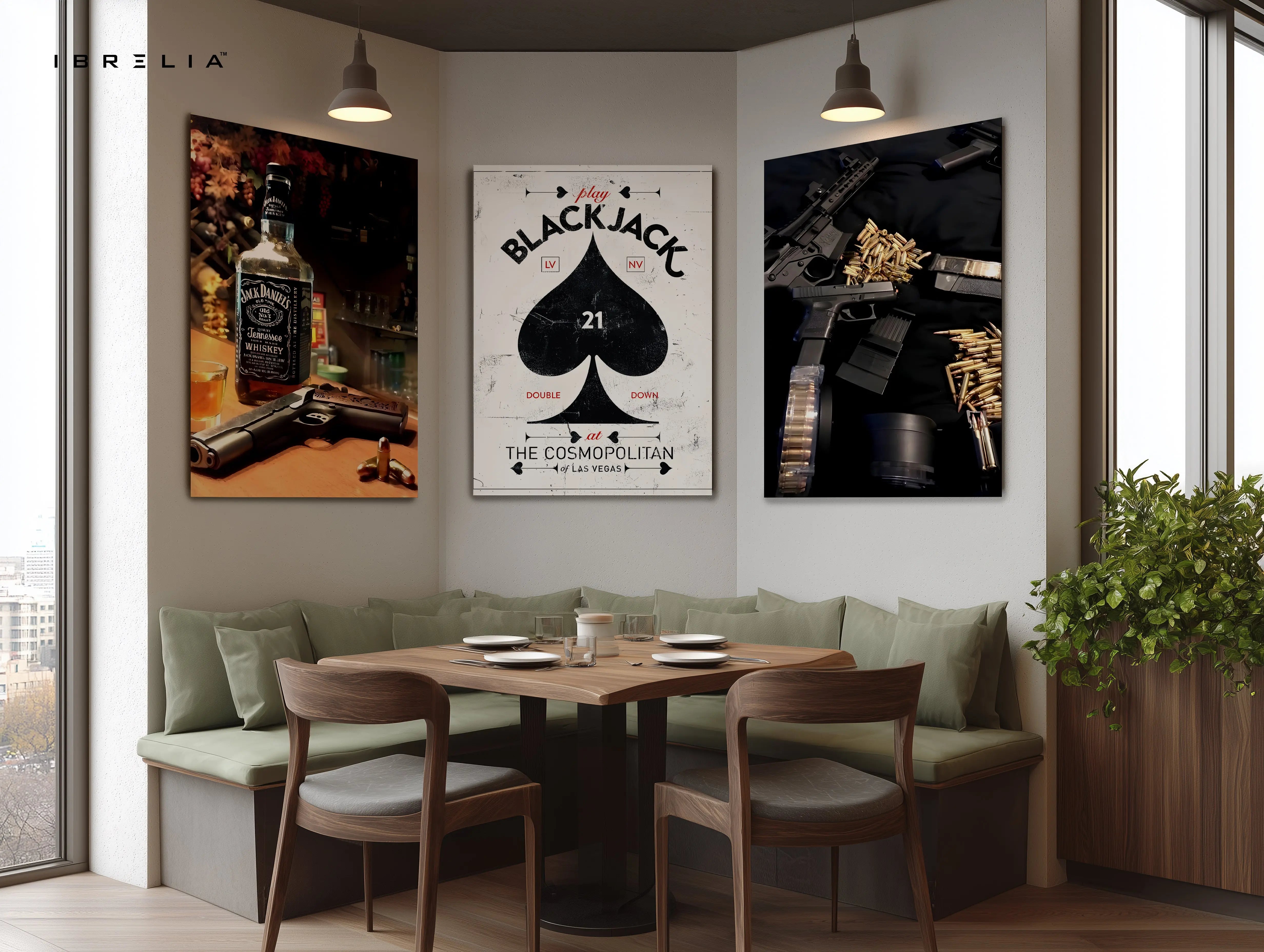 Casino Lifestyle Blackjack Whiskey 3 Panel 4K Ultra HD Wall Art in Pakistan | IBRELIA™ IBRELIA