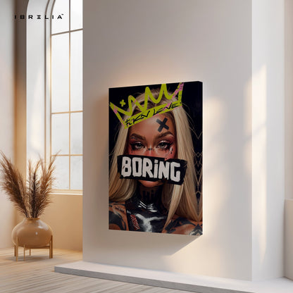 “Boring” Rebel Girl Wall Frame | 4K Ultra Wrap Frame Wall Art in Pakistan | IBRELIA™ - IBRELIA