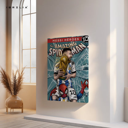 Messi × Spiderman Heroes Wall Frame | 4K Ultra Wrap Frame Wall Art in Pakistan | IBRELIA™ - IBRELIA