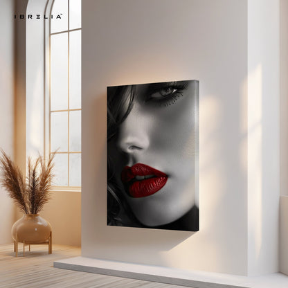 Red Lips Noir Wall Frame | 4K Ultra Wrap Frame Wall Art in Pakistan | IBRELIA™ - IBRELIA