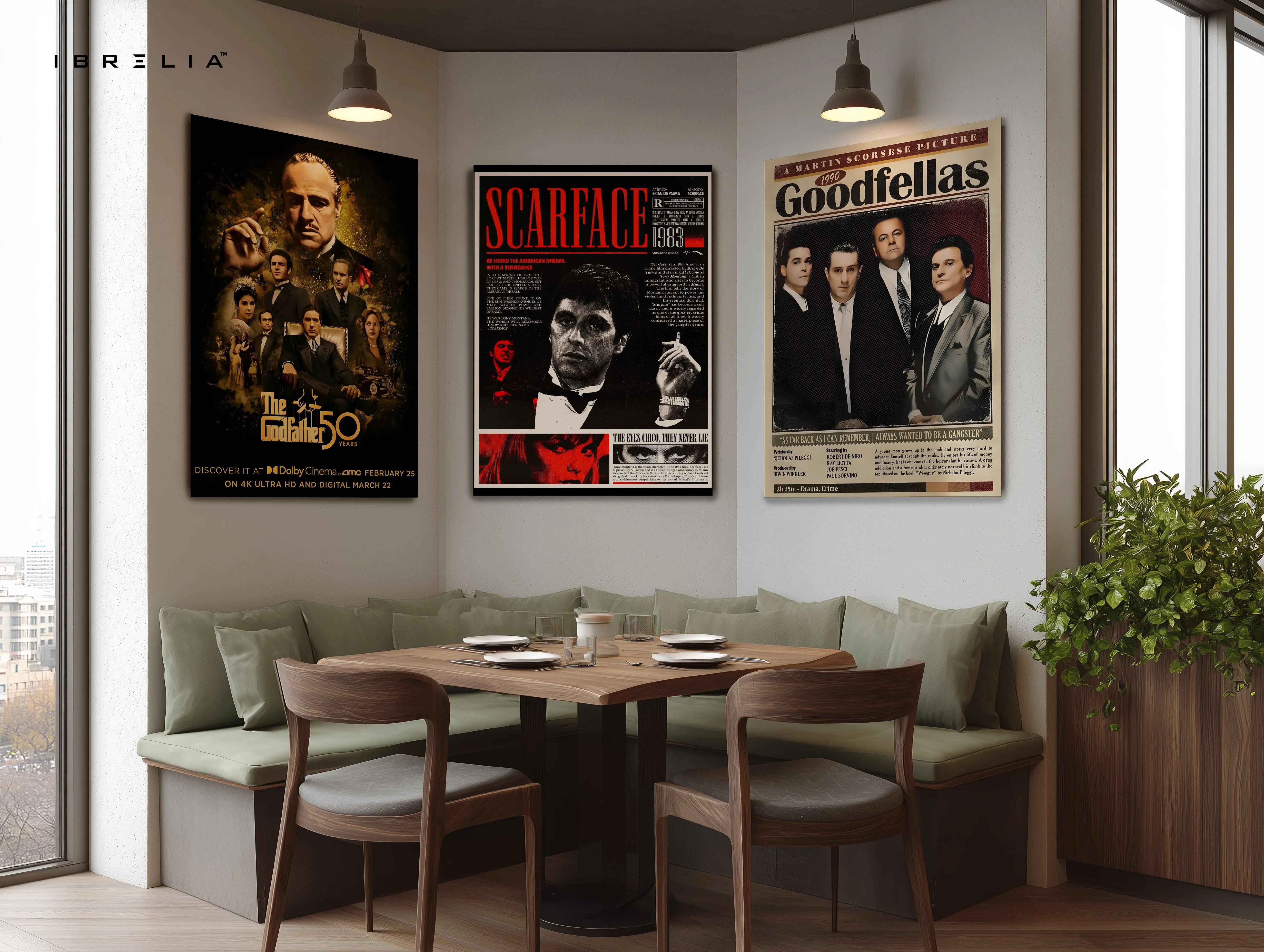 Mafia Classics Godfather Scarface Goodfellas 3 Panel 4K Ultra HD Wall Art in Pakistan | IBRELIA™ IBRELIA