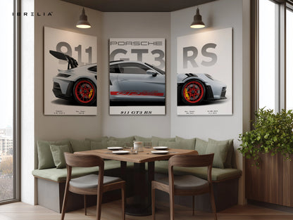 Porsche 911 GT3 RS Supercar 3 Panel 4K Ultra HD Wall Art in Pakistan | IBRELIA™ IBRELIA