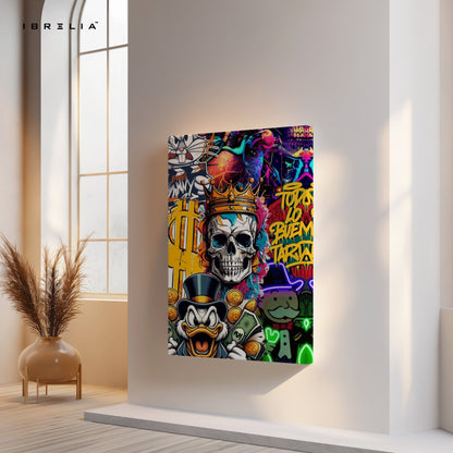 Crowned Skull Money Graffiti Wall Frame | 4K Ultra Wrap Frame Wall Art in Pakistan | IBRELIA™ - IBRELIA