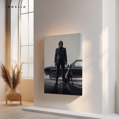 John Wick Dog & Mustang Cinematic 4K Ultra Wrap Frame Wall Art in Pakistan | IBRELIA™ - IBRELIA