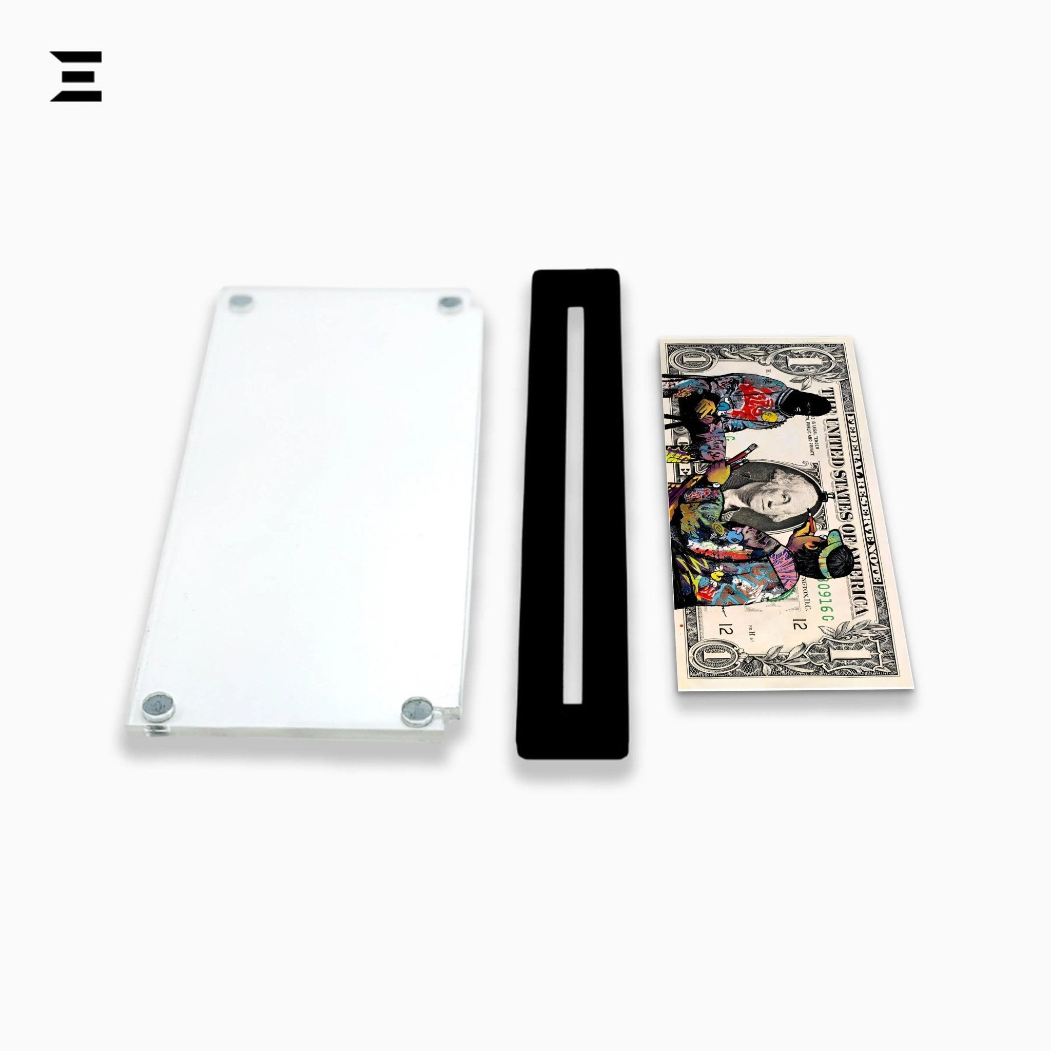 Premium Magnetic Acrylic Frame with Black Base – Graffiti Artist Painting George Washington Dollar Pop Art - IBRELIA