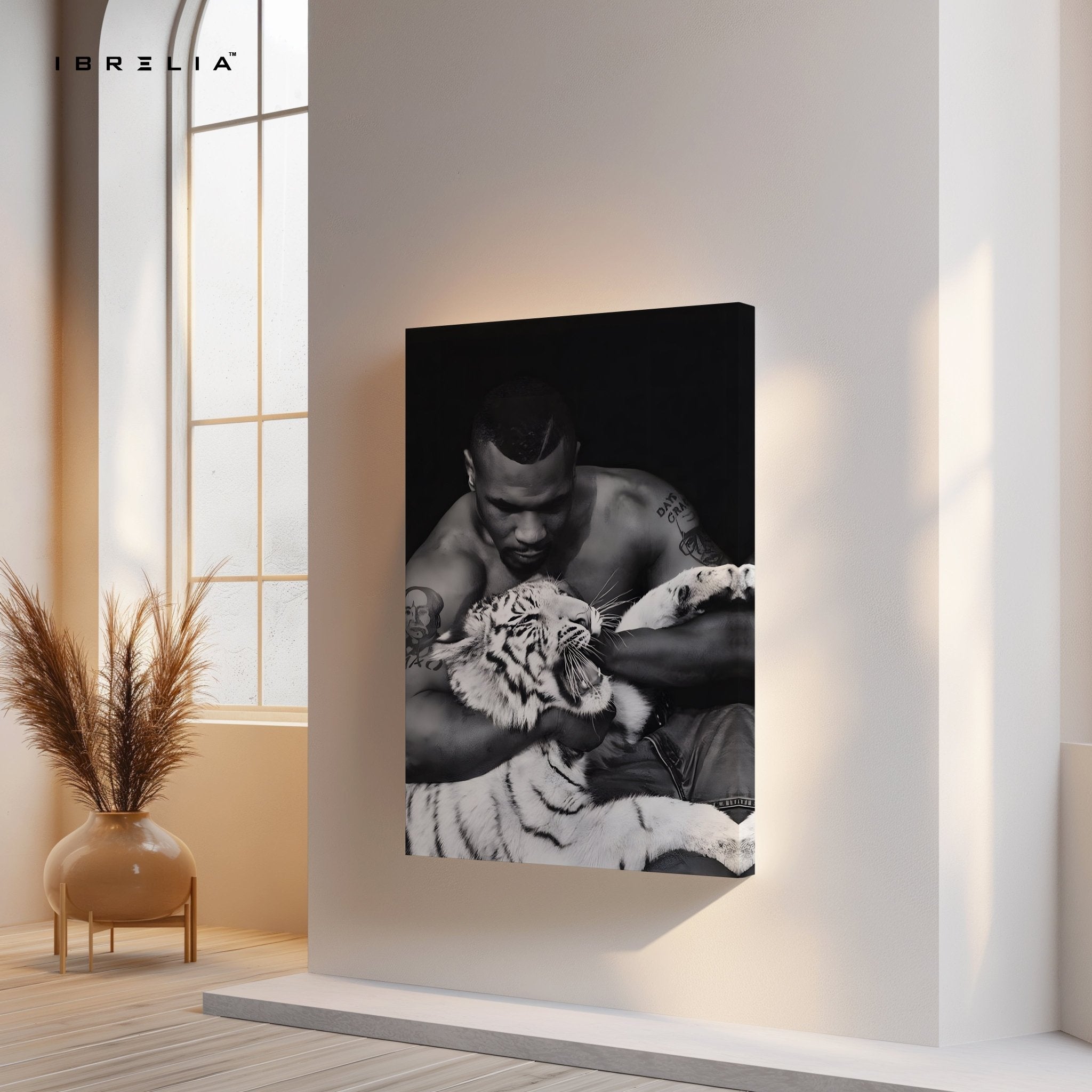 Mike Tyson & White Tiger Wall Art – Power Meets Majesty | IBRELIA™ - IBRELIA