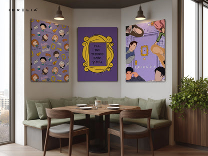 Friends TV Show Iconic Door Frame 3 Panel 4K Ultra HD Wall Art in Pakistan | IBRELIA™ IBRELIA