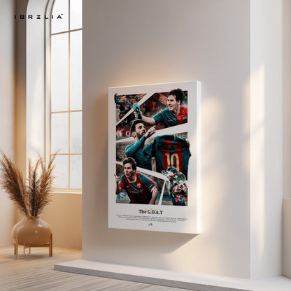 Lionel Messi “The G.O.A.T” – Barcelona Legacy Wall Frame | 4K Ultra Wrap Frame Wall Art in Pakistan | IBRELIA™ - IBRELIA