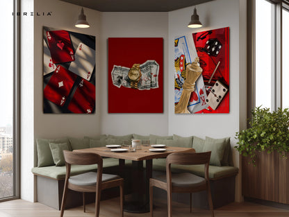 Casino Royal Cards & Luxury Poker 3 Panel 4K Ultra HD Wall Art in Pakistan | IBRELIA™ IBRELIA