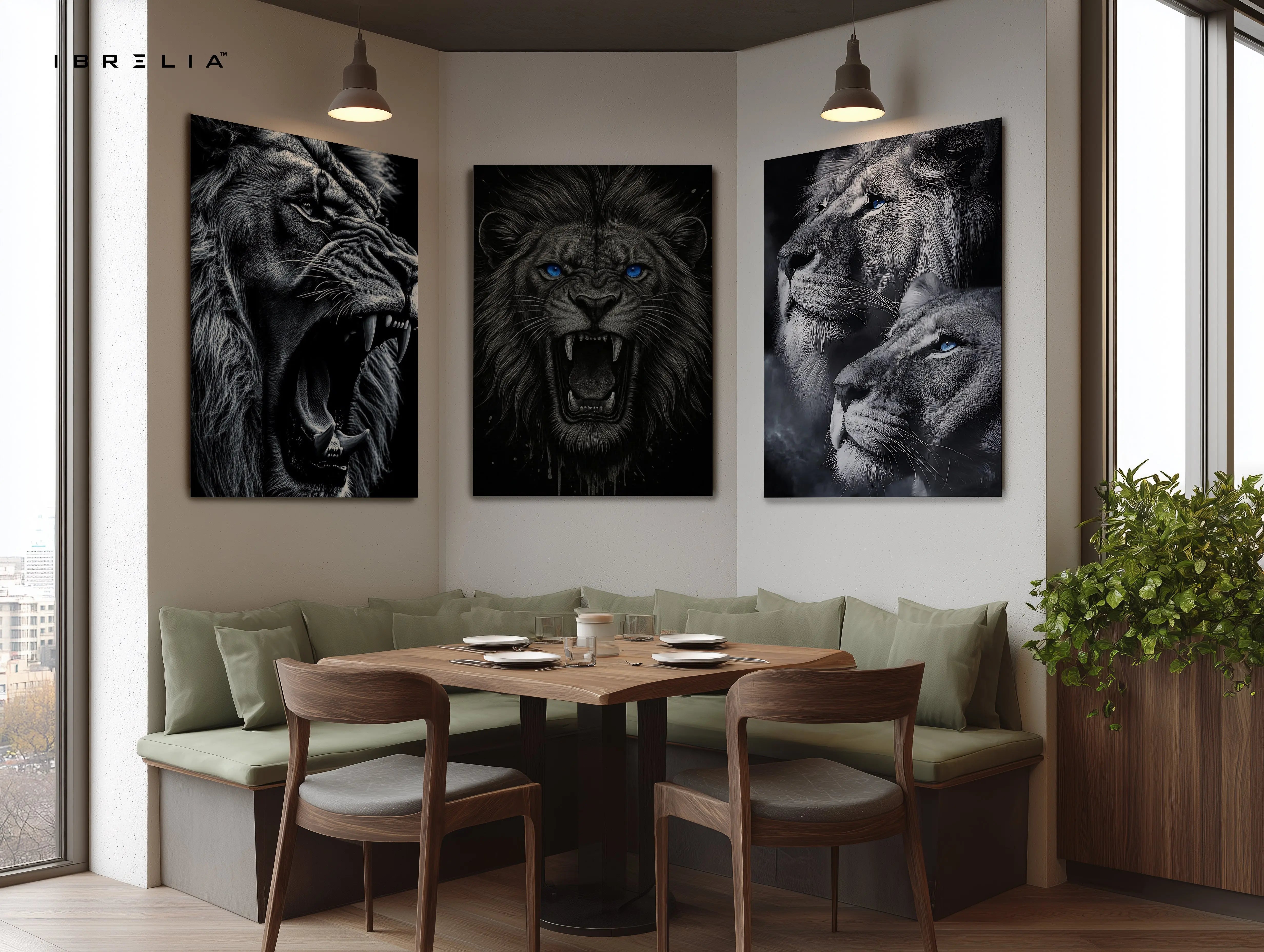 Majestic Lion Power 3 Panel 4K Ultra HD Wall Art in Pakistan | IBRELIA™ IBRELIA