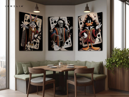 King of Spades Cartoon Royal Trio 3 Panel 4K Ultra HD Wall Art in Pakistan | IBRELIA™ IBRELIA