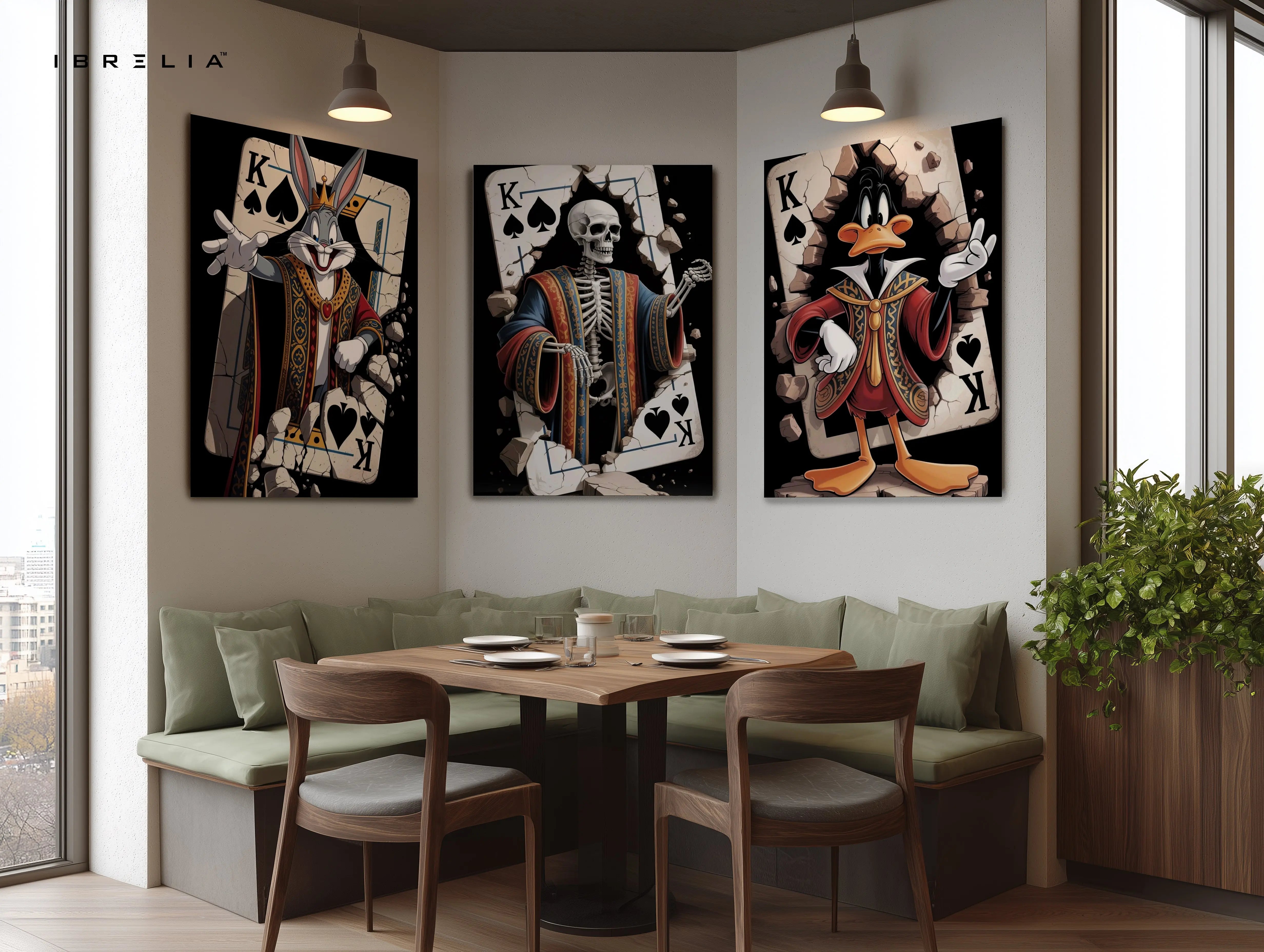 King of Spades Cartoon Royal Trio 3 Panel 4K Ultra HD Wall Art in Pakistan | IBRELIA™ IBRELIA