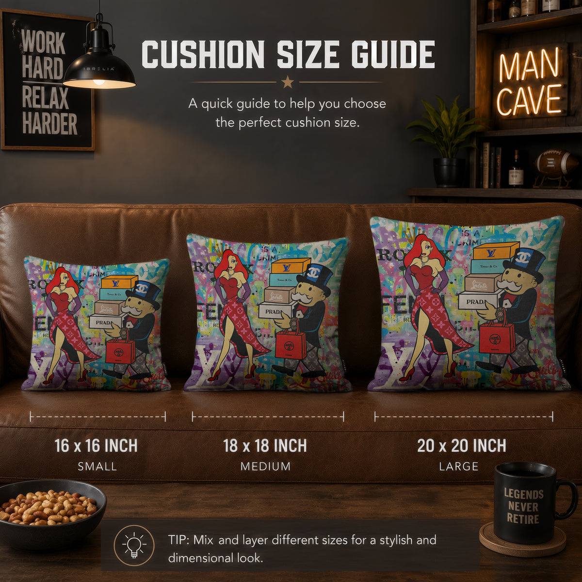 Luxury Shopping Cartoon Pop Art Cushion | Premium Velvet Suede | Double-Sided Print