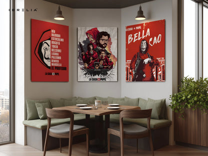 Money Heist La Casa De Papel 3 Panel 4K Ultra HD Wall Art in Pakistan | IBRELIA™ IBRELIA