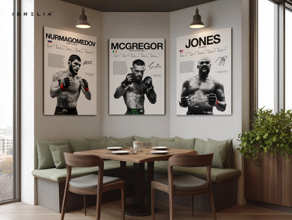 Khabib Nurmagomedov McGregor Jon Jones UFC Legends 3 Panel 4K Ultra HD Wall Art in Pakistan | IBRELIA™ IBRELIA