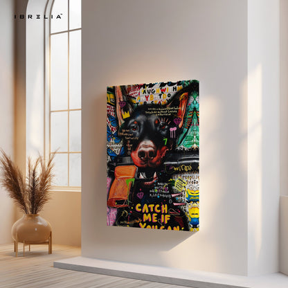 Graffiti Doberman “Catch Me If You Can” Wall Frame | 4K Ultra Wrap Frame Wall Art in Pakistan | IBRELIA™ - IBRELIA