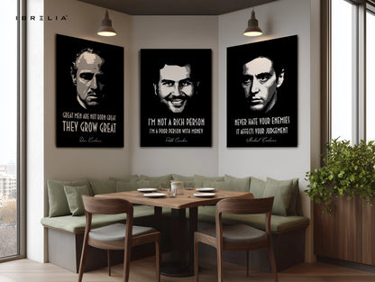 The Godfather Mafia Quotes 3 Panel 4K Ultra HD Wall Art in Pakistan | IBRELIA™ IBRELIA