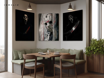 Horror Slasher Icons 3 Panel 4K Ultra HD Wall Art in Pakistan | IBRELIA™ IBRELIA