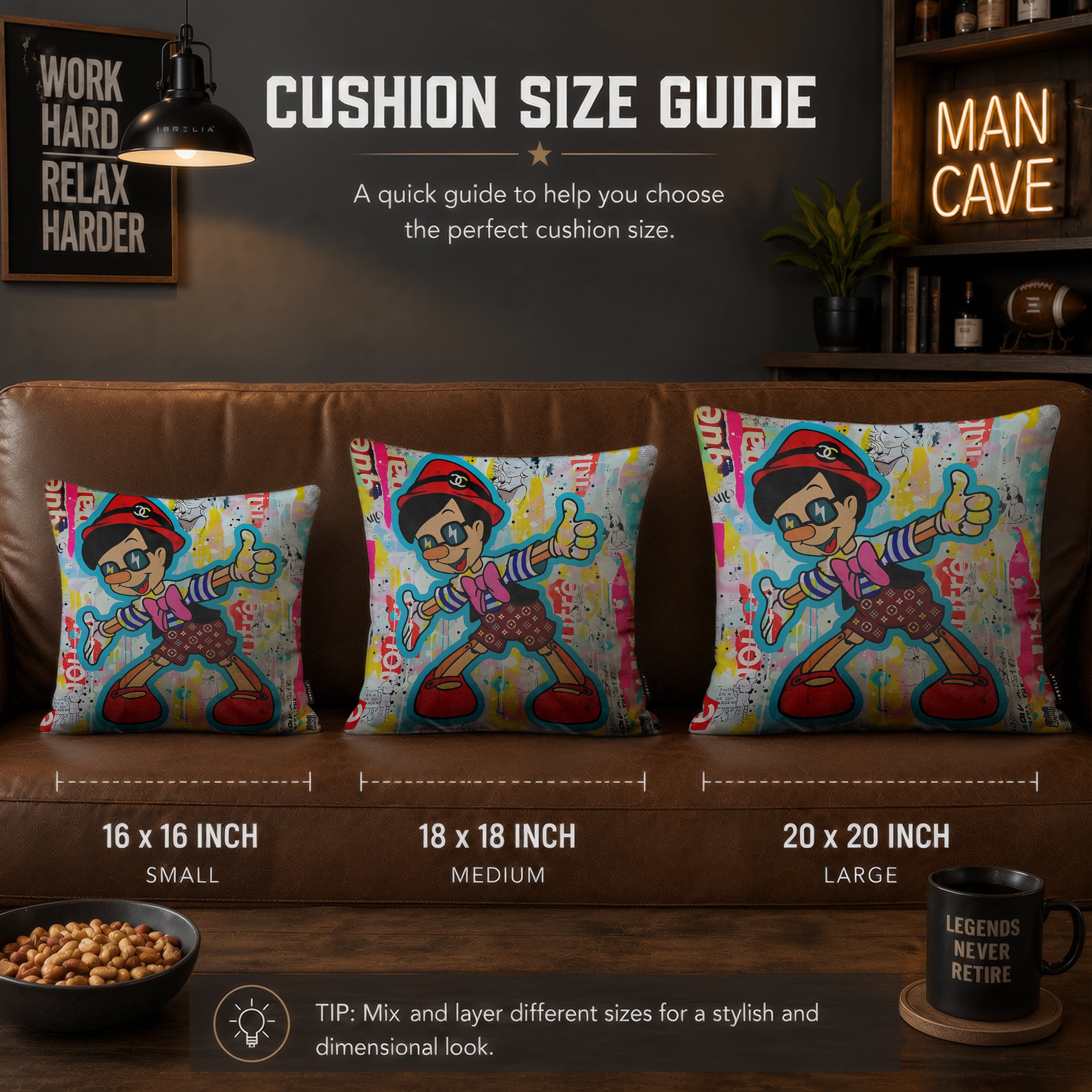 Pinocchio Pop Art Cushion | Premium Velvet Suede | Double-Sided Print