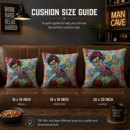 Pinocchio Pop Art Cushion | Premium Velvet Suede | Double-Sided Print