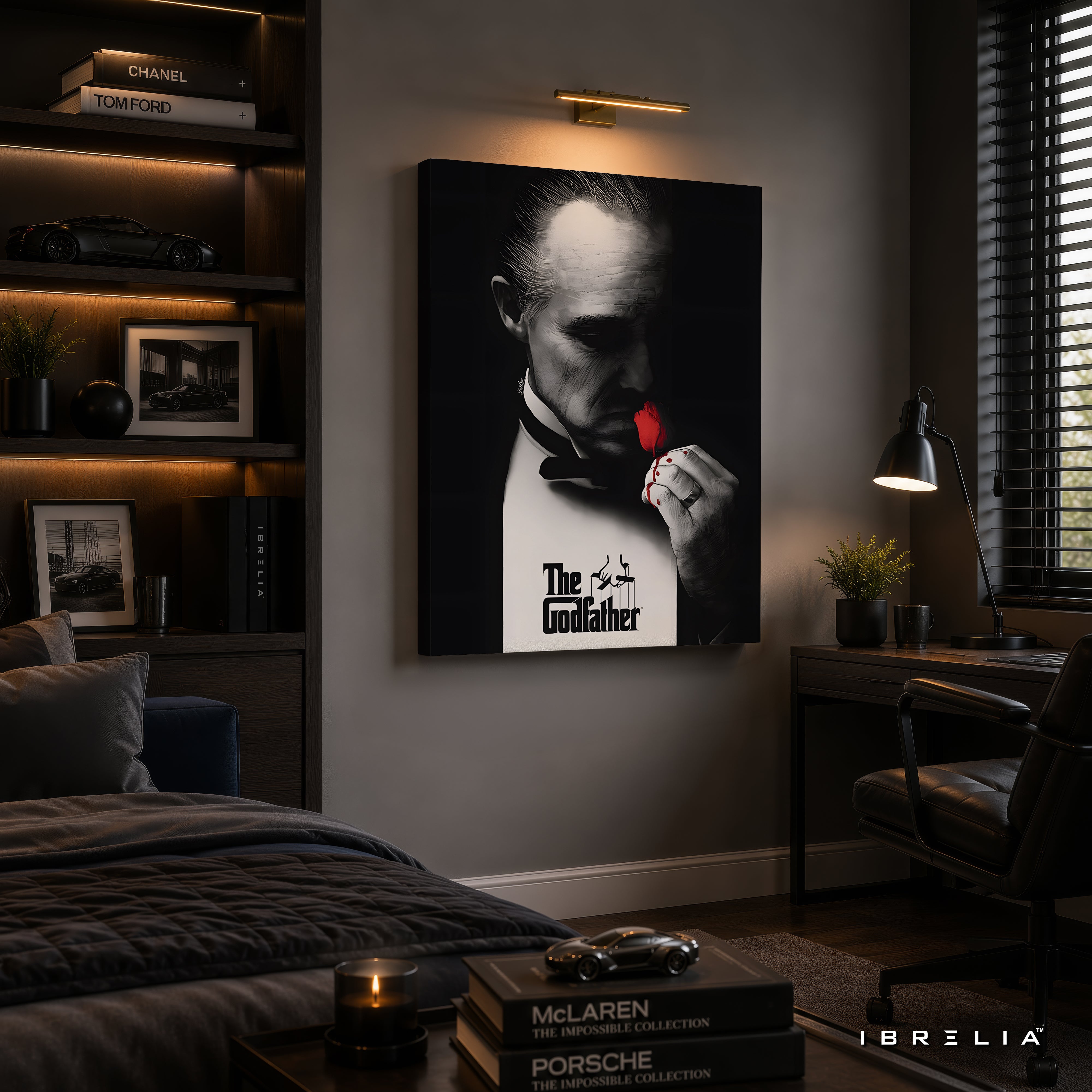 The Godfather Rose Wrapped Frame Wall Art | Cinematic Mafia Artwork | IBRELIA™