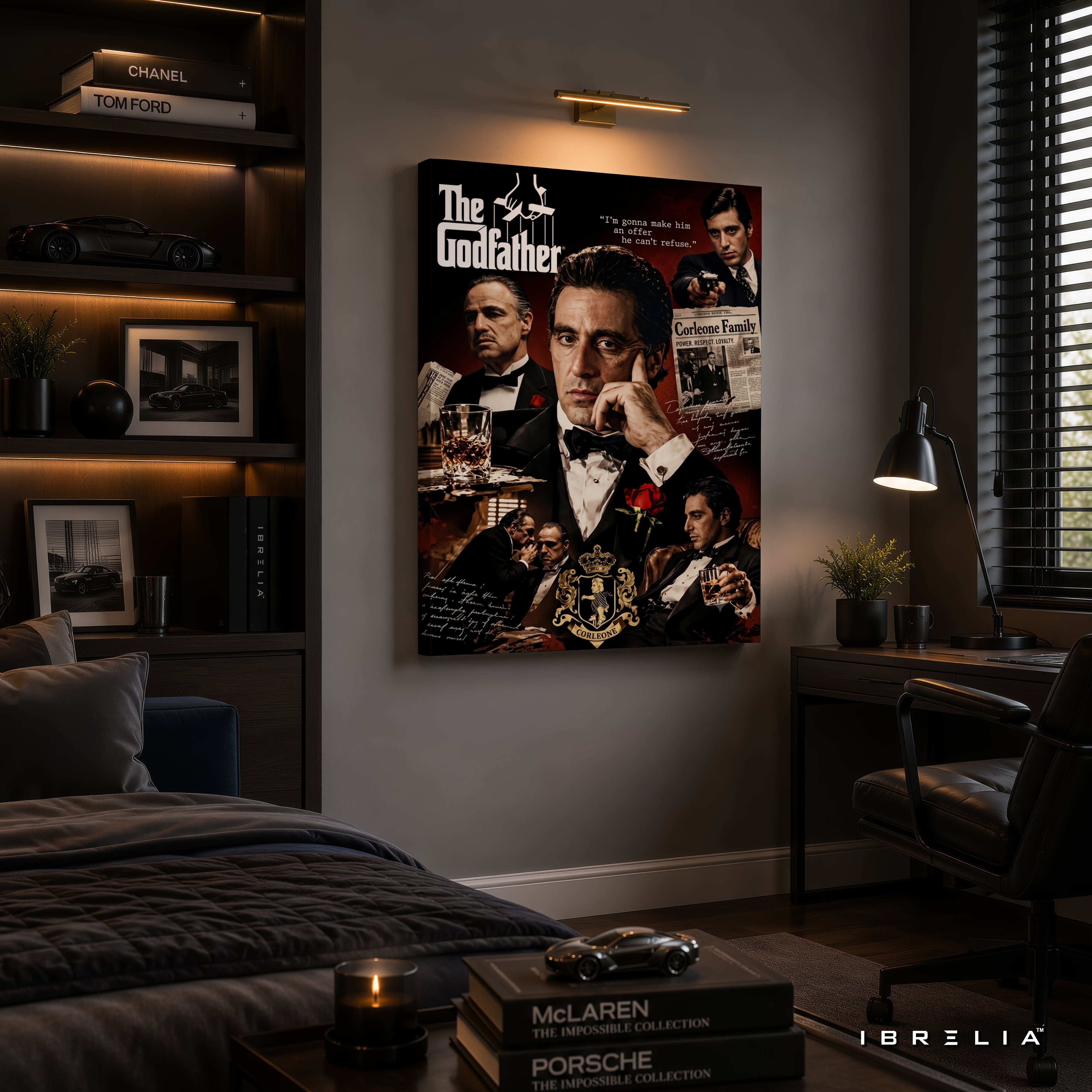 The Godfather Premium Canvas Wall Art – Corleone Family Movie Collage Poster | Mafia Film Decor | IBRELIA™