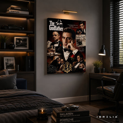 The Godfather Premium Canvas Wall Art – Corleone Family Movie Collage Poster | Mafia Film Decor | IBRELIA™