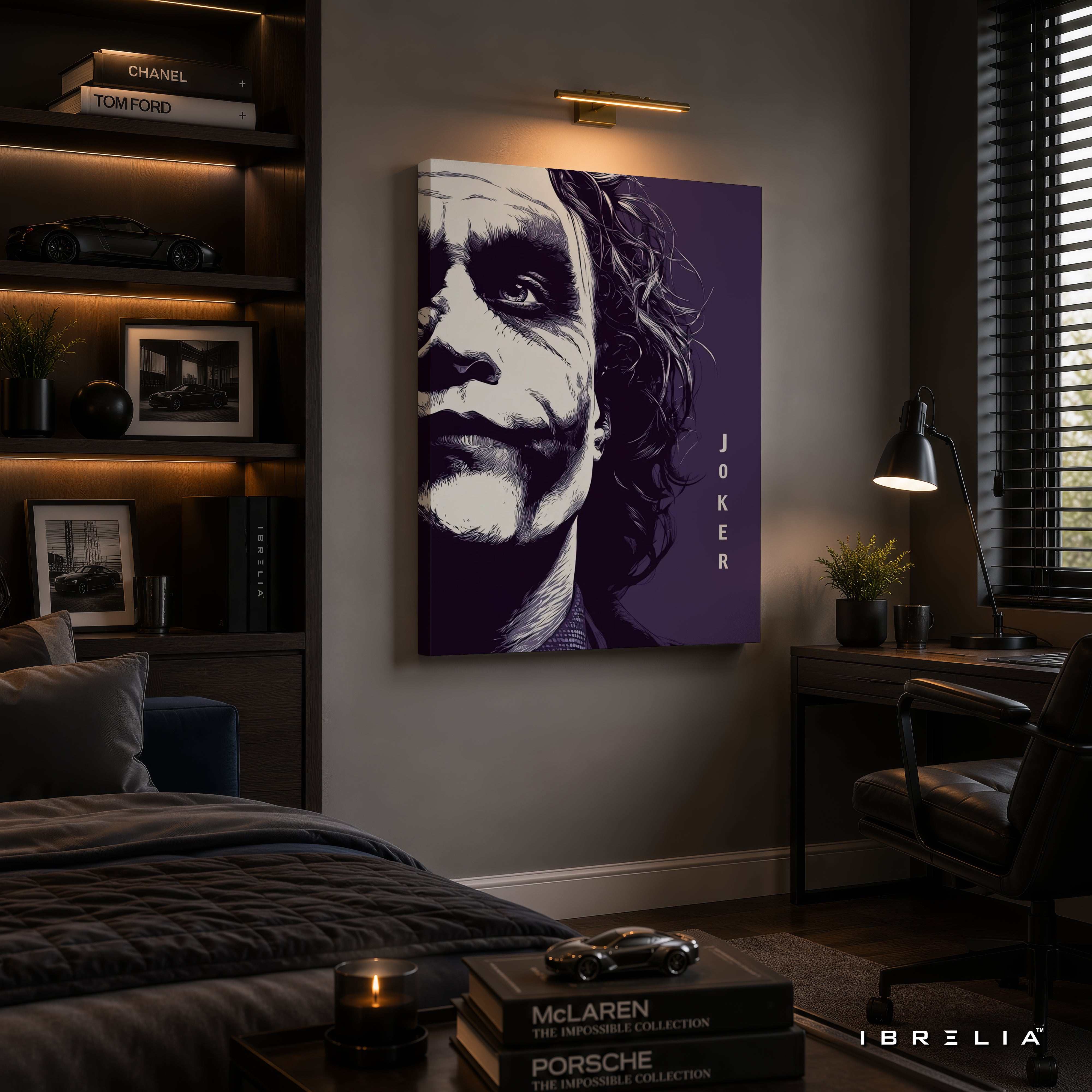 The Dark Knight Joker Wall Art – Heath Ledger Minimalist Premium Wrapped MDF Wall Decor | IBRELIA™