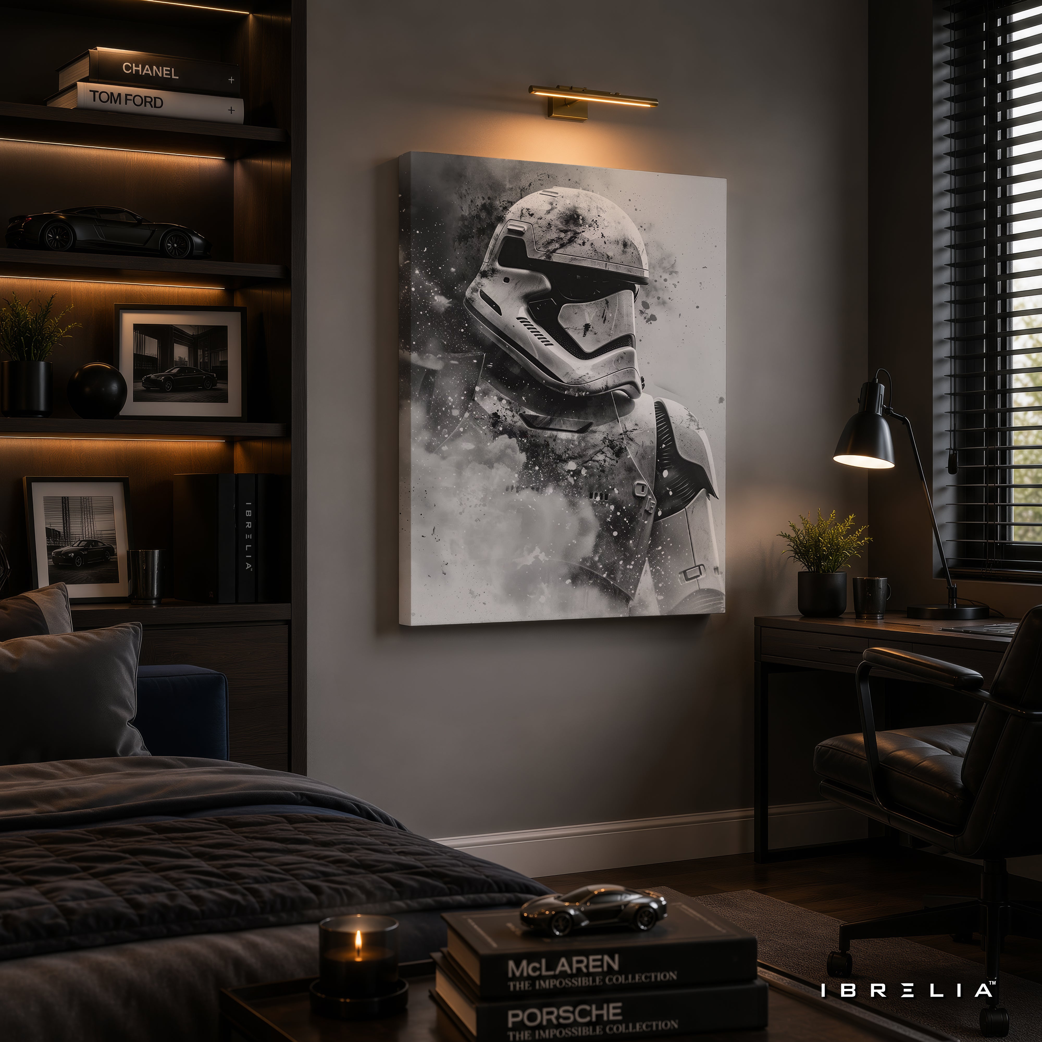Stormtrooper Premium Canvas Wall Art – Star Wars Black & White Poster | First Order Sci-Fi Decor | IBRELIA™