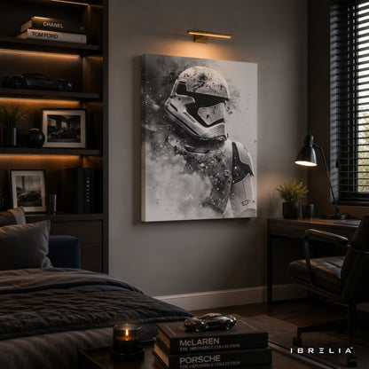 Stormtrooper Premium Canvas Wall Art – Star Wars Black & White Poster | First Order Sci-Fi Decor | IBRELIA™