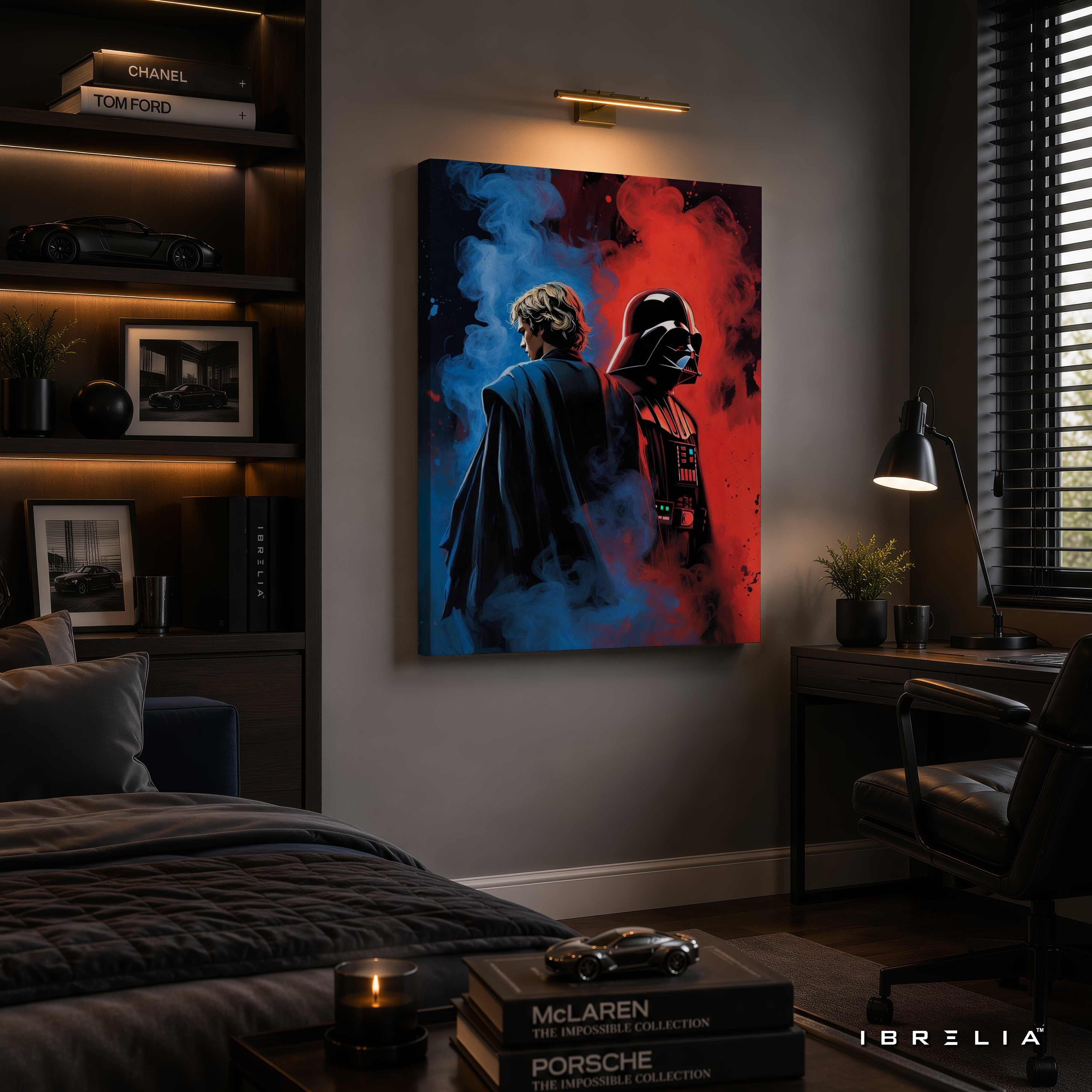 Luke Skywalker & Darth Vader Premium Canvas Wall Art – Light vs Dark Star Wars Artwork | Sci-Fi Movie Decor | IBRELIA™